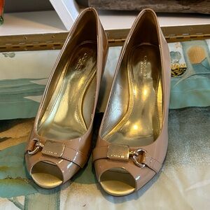 Coach Women's Nude Peep-Toe Heels